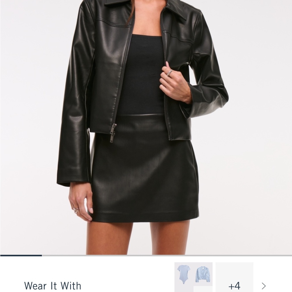 Abercrombie & Fitch Black Faux Leather Mini Skirt